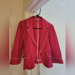 Bershka Red and White Blazer Structured Suit Jacket